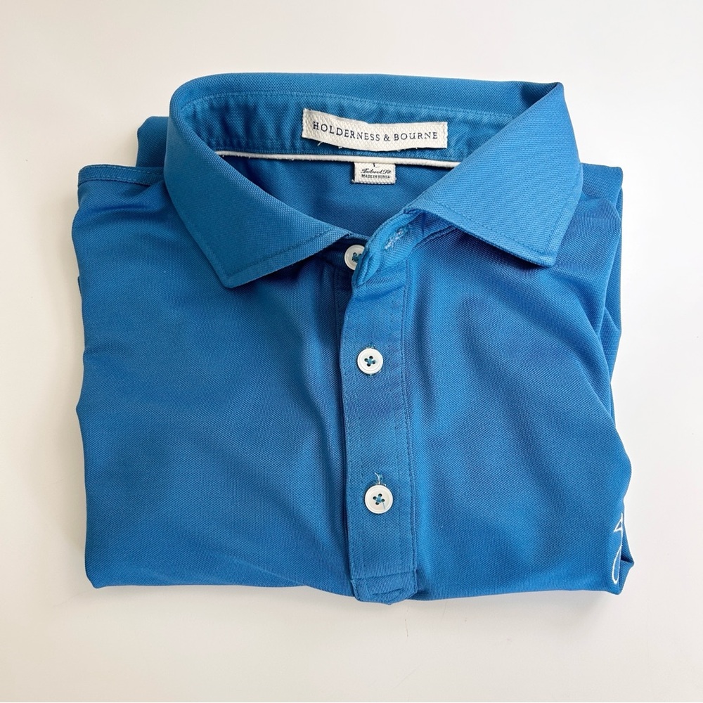 Holderness & Bourne The Macdonald Knit Polo teal / blue Size L - Picture 8 of 8